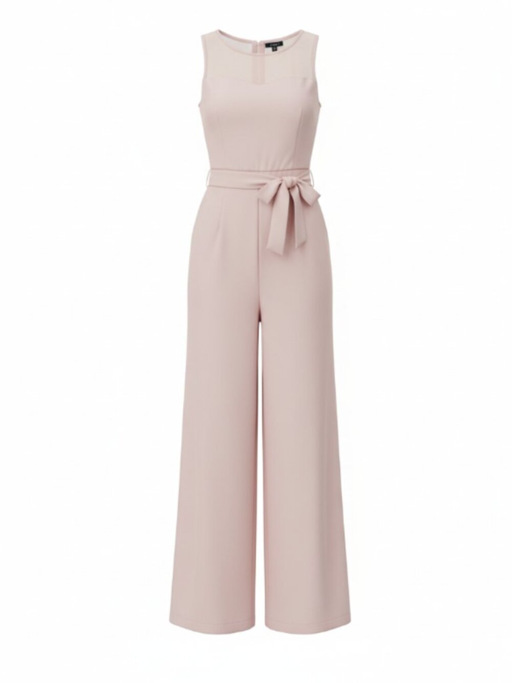 Karl Lagerfeld Paris Blush Pink Mesh Neckline Wide Leg Jumpsuit Size 4 NWT